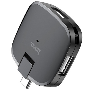 картинка Type-C хаб USB-C на 3 USB 2.0 конвертер HB1 HOCO от интернет-магазина К1-СТРОЙ