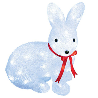 картинка Фигура светодиодная Зайчик. 32x30см. 40 светодиодов. Белый свет. Провод прозрачный ULD-M2732-040-STA WHITE IP20 RABBIT-1 Uniel от интернет-магазина К1-СТРОЙ