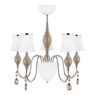 картинка 806050 (MC2067-5) Люстра потолочная ESCICA 5х40W E14+1х40W G9 БЕЛЫЙ/КОНЬЯК/ХРОМ (в комплекте) от интернет-магазина К1-СТРОЙ