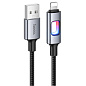 Кабель USB - Lightning 1.2м. 2.4A в тканевой оплетке с индикатором зарядки U144 HOCO
