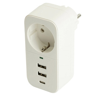 картинка Сетевой фильтр STEKKER Nova HM81-11-1, 2 USB + Type-C, белый от интернет-магазина К1-СТРОЙ