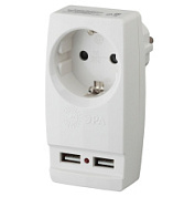 картинка Разветвитель электрический SP-1e-USB-W на 1 розетку + 2 USB с заземлением 16А белый ЭРА от интернет-магазина К1-СТРОЙ