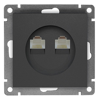 картинка Розетка компьютерная двойная RJ45 серия «Афина» графит UNIVersal от интернет-магазина К1-СТРОЙ