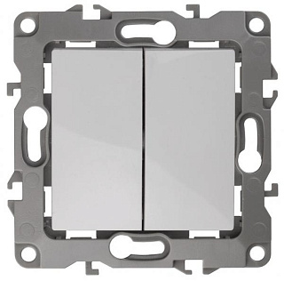 картинка Переключатель 2- клавишный, 12-1106-01 белый  ЭРА от интернет-магазина К1-СТРОЙ