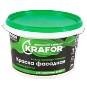 картинка Краска водно-дисперсионная фасадная особопрочная 3 кг Krafor от интернет-магазина К1-СТРОЙ