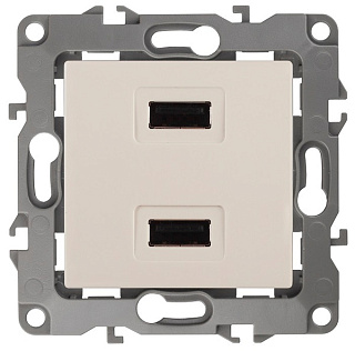 картинка 12-4110-02  ЭРА Устройство зарядное USB, 230В/5В-2100мА, IP20, Эра12, слоновая кость от интернет-магазина К1-СТРОЙ