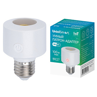 картинка Умный патрон-адаптер Wi-Fi+Bluetooth, под лампу Е27 220В 100Вт ULH-A180 E27/WF WHITE Uniel от интернет-магазина К1-СТРОЙ