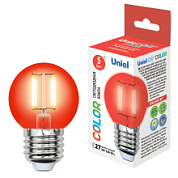 картинка Лампа светодиодная LED-G45-5W-RED-E27 GLA02RD форма шар. Серия Air color. Красный свет ТМ Uniel от интернет-магазина К1-СТРОЙ