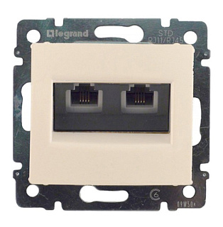 картинка Розетка телефонная 2-ая 2xRJ11 слоновая кость 774339 Legrand Valena от интернет-магазина К1-СТРОЙ