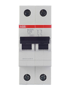картинка Автоматический выключатель 2-полюсный SH202L 2P C 20А 4,5kA ABB от интернет-магазина К1-СТРОЙ