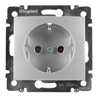 картинка Розетка с заземлением алюминий 770120 Legrand Valena от интернет-магазина К1-СТРОЙ