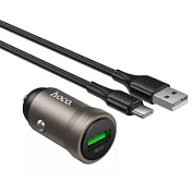 картинка Автомобильное зарядное устройство + кабель Type-C USB QC0.3 18W 1м Z62 HOCO от интернет-магазина К1-СТРОЙ