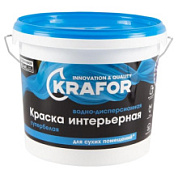картинка Краска водно-дисперсионная интерьерная супербелая 6,5кг синяя Krafor от интернет-магазина К1-СТРОЙ
