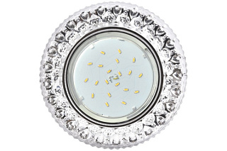 картинка Встраиваемый светильник LD7009 GX53 с подсветкой "Кристалл" прозрачный хром ECOLA от интернет-магазина К1-СТРОЙ