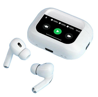 картинка Беспроводные Bluetooth-наушники ANC/ ENC с сенсорным ЖК-экраном белый от интернет-магазина К1-СТРОЙ