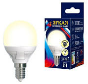 картинка Лампа светодиодная LED-G45 7W/WW/E14/FR PLP01WH Uniel от интернет-магазина К1-СТРОЙ