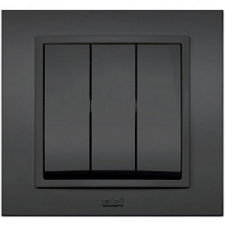 картинка Выключатель 3-клавишный черный EL-BI от интернет-магазина К1-СТРОЙ