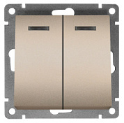 картинка Выключатель 2-клавишный 10А с подсветкой Шампань А0123-Br Universal Афина от интернет-магазина К1-СТРОЙ