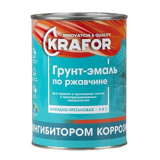 картинка Алкидная грунт-эмаль по ржавчине белая 1 кг 14 26677 Krafor от интернет-магазина К1-СТРОЙ