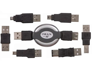 картинка Набор USB 6 переходников + удлинитель (тип3) 18-1203 REXANT от интернет-магазина К1-СТРОЙ