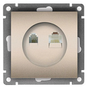 картинка Компьютерная+телефонная розетка серия "Афина", с/у, 1а, RJ45, RJ12, шампань еврослот A0052-Br UNIVersal от интернет-магазина К1-СТРОЙ