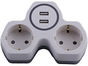 картинка Сетевой разветвитель STEKKER ADP16-14-20, 2 розетки, 2USB, с заземлением от интернет-магазина К1-СТРОЙ