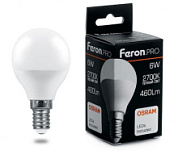 картинка Лампа светодиодная LB-1406 Шарик E14 6W 2700K 38065 Feron.PRO+ Osram от интернет-магазина К1-СТРОЙ