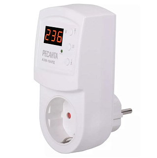 картинка Реле напряжения АЗМ 16AРД регулируемый (с дисплеем, в розетку) Ресанта от интернет-магазина К1-СТРОЙ