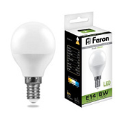 картинка Лампа светодиодная шар 5W 230V E14 4000K LB-38 25403 Feron от интернет-магазина К1-СТРОЙ