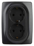 картинка Розетка 2-ая с заземлением, 12-2106-05 антрацит ЭРА от интернет-магазина К1-СТРОЙ