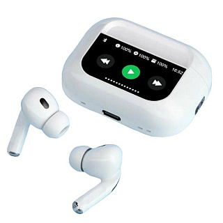 картинка Беспроводные Bluetooth-наушники ANC/ ENC с сенсорным ЖК-экраном белый от интернет-магазина К1-СТРОЙ