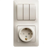 картинка Блок розетка с заземлением + выключатель Glossa, кремовый Schneider Electric от интернет-магазина К1-СТРОЙ