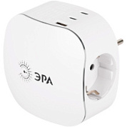 картинка Разветвитель ЭРА SP-3e-3USBAC на 3 розетки + 3 USB (A+C), с заземлением, 16 А, белый от интернет-магазина К1-СТРОЙ