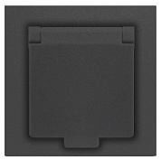 картинка Розетка 1-ая серия "Афина" 16А IP20 с/з с крышкой графит А0029-Gr Universal от интернет-магазина К1-СТРОЙ