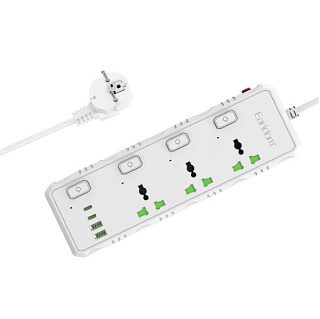 картинка Сетевой фильтр 2м 3 розетки + 2 USB + 2 TYPE-C 3000W ES-SC10 Earldom от интернет-магазина К1-СТРОЙ