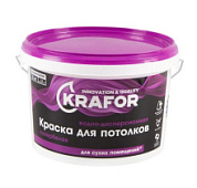 картинка Краска водно-дисперсионная для потолков 3кг супербелая Krafor от интернет-магазина К1-СТРОЙ