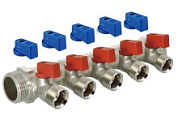 картинка Коллектор с шаровыми кранами 3/4" х 1/2" под конус – на 5 выходов TIM от интернет-магазина К1-СТРОЙ