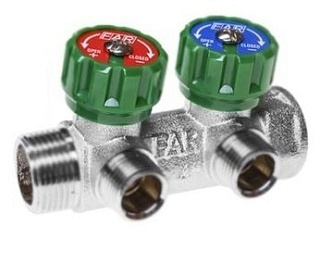 картинка Коллектор 3/4"X1/2" на 2 выхода “плоское уплотнение”, (ВР-НР) FK 3821 3412TP FAR от интернет-магазина К1-СТРОЙ