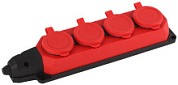 картинка Колодка K-4e-RED-IP44 каучуковая с заземлением 4 розетки 16A IP44 красная ЭРА от интернет-магазина К1-СТРОЙ