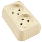 картинка Розетка 2 постовая без заземления наружная крем Makel Siva  от интернет-магазина К1-СТРОЙ