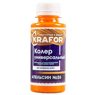 картинка Колер универсальный №26 апельсин 100 мл Krafor от интернет-магазина К1-СТРОЙ