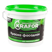 картинка Краска водно-дисперсионная фасадная особопрочная 6.5кг зеленая Krafor от интернет-магазина К1-СТРОЙ