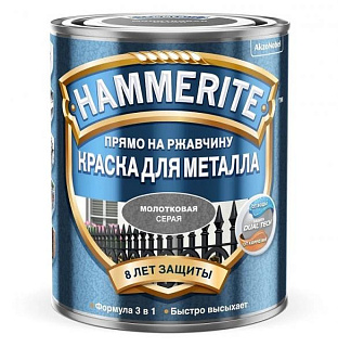 картинка Эмаль молотковая по ржавчине серая 0,75л HAMMERITE HAMMERED от интернет-магазина К1-СТРОЙ