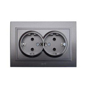 картинка Розетка 2-ая с заземлением черная Elbi от интернет-магазина К1-СТРОЙ