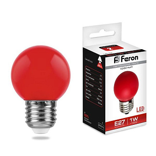 картинка Лампа светодиодная красная 1W 230V E27 LB-37 25116 Feron от интернет-магазина К1-СТРОЙ