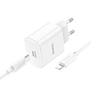 картинка Сетевое зарядное устройство C76A Pro Majestic 1xUSB-C с кабелем Type-C - Lightning, 30W, белый HOCO от интернет-магазина К1-СТРОЙ