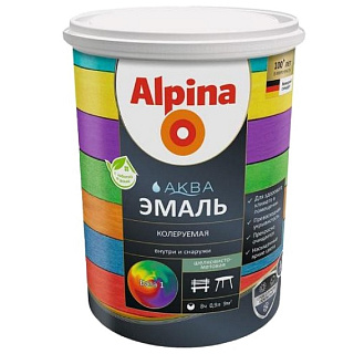 картинка Эмаль акриловая шелковисто-матовая 0,9л база 1 ALPINA AQUA от интернет-магазина К1-СТРОЙ