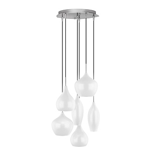 картинка 803060 (MD2098-6W) Подвес PENTOLA 6х40W E14  ХРОМ/БЕЛЫЙ (в комплекте) от интернет-магазина К1-СТРОЙ