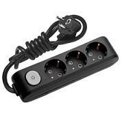 картинка Удлинитель 5м 3 гнезда с заземлением с выключателем черный X-TENDIA Panasonic от интернет-магазина К1-СТРОЙ