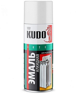 картинка Краска аэрозоль для радиаторов отопления белая 520мл KU-5101 KUDO от интернет-магазина К1-СТРОЙ